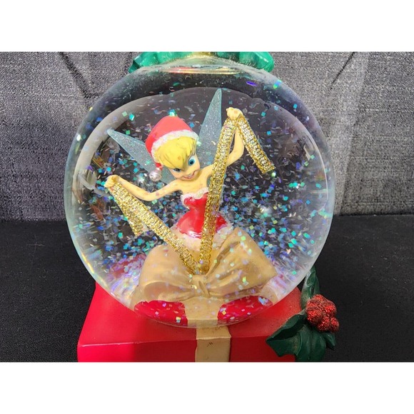 Disney Store Tinker Bell Christmas Snow Globe 2005 Wrapping Gift Holly EUC - Picture 2 of 9